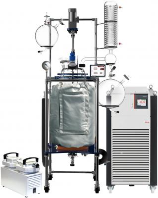 Across International R Series 100L Single Jackted Glass Reactor w/ Chiller & Pump