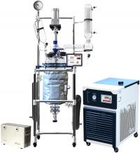 Across International R Series 10L Single Jacketed Glass Reactor w/ Chiller & Pump